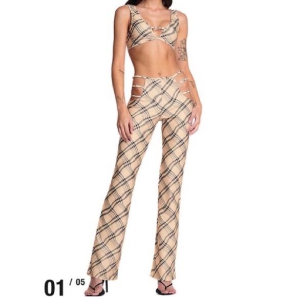 I.AM.GIA Lucid Straight Flare Plaid Pants Size Small - Picture 10 of 11